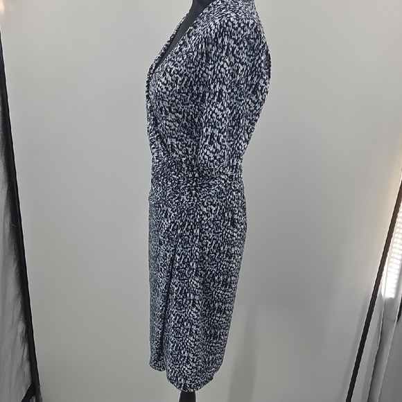 Ann Taylor Blue, Black and White Midi Wrap Dress - Picture 13 of 16